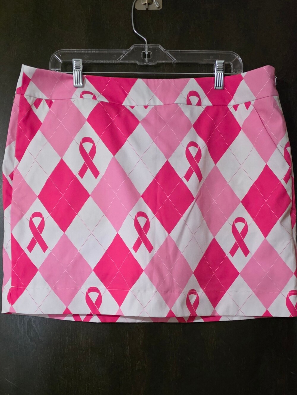 Loudmouth Pink Argyle Breast Cancer Awareness Ribbon Golf Skort Women Sz 14